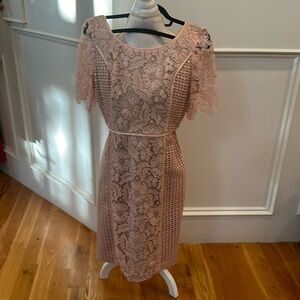 Light pink dress with lace and texture – – lots of detail